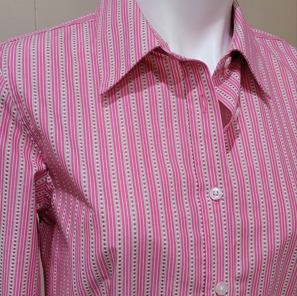 ORVIS Women's Sz10 Button-up Pink Striped Top Wrinkle Free Shirt Everyday Blouse - Picture 7 of 9